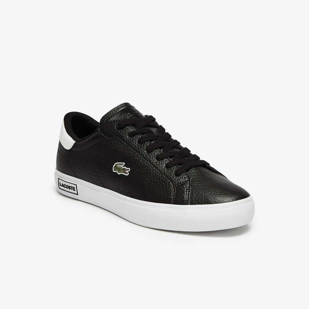 Lacoste Powercourt Läder Svarta Vita | EIASU-0451