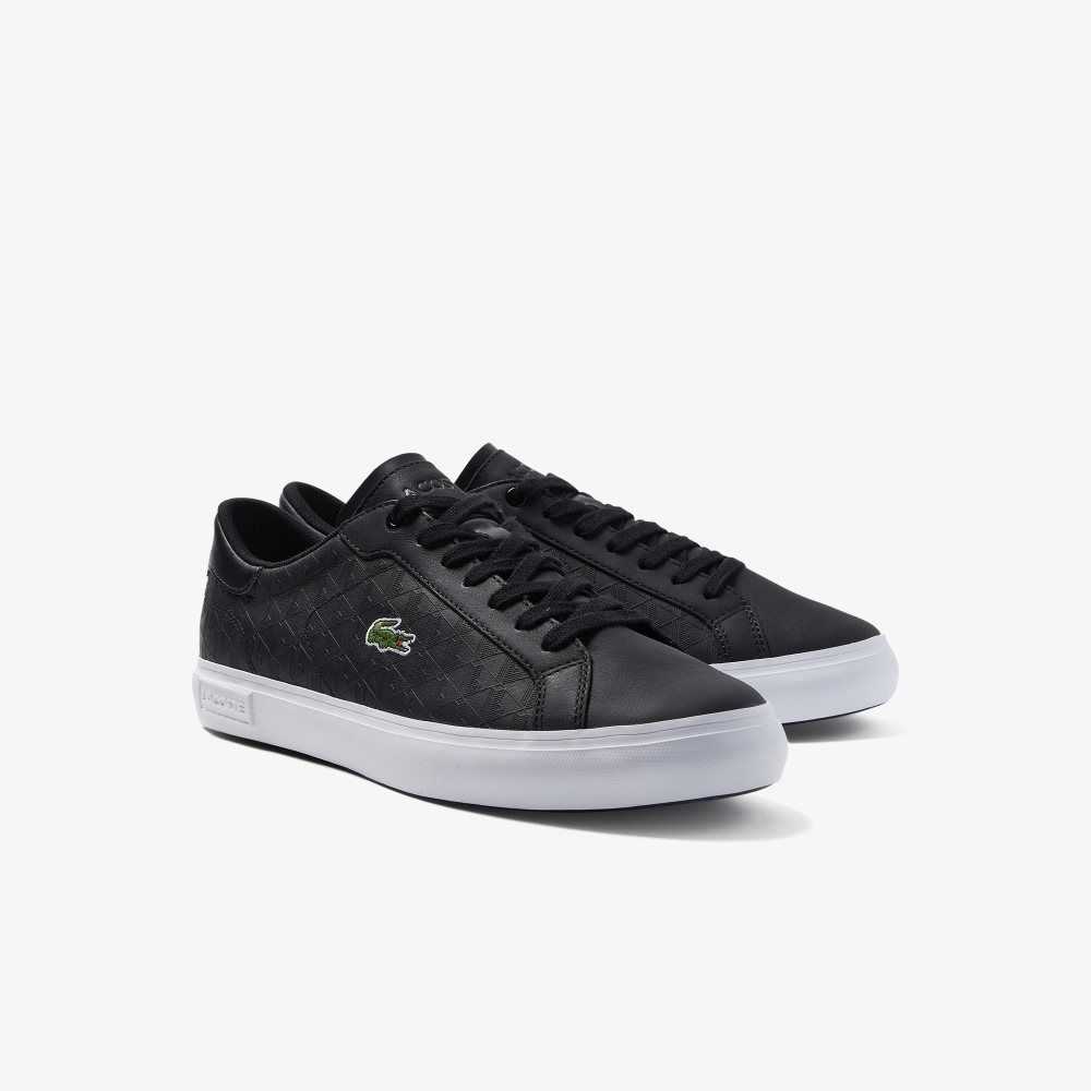 Lacoste Powercourt Läder Svarta Vita | UTQBZ-0346