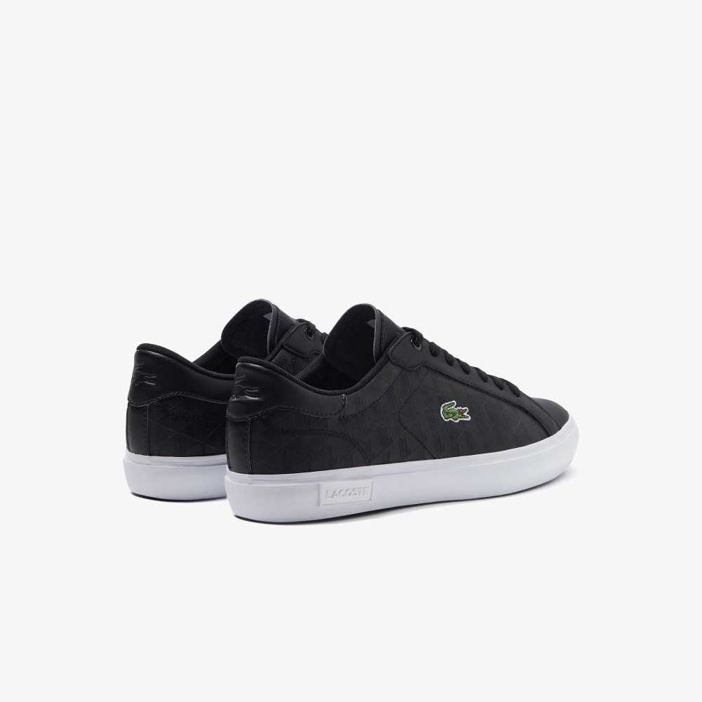 Lacoste Powercourt Läder Svarta Vita | UTQBZ-0346