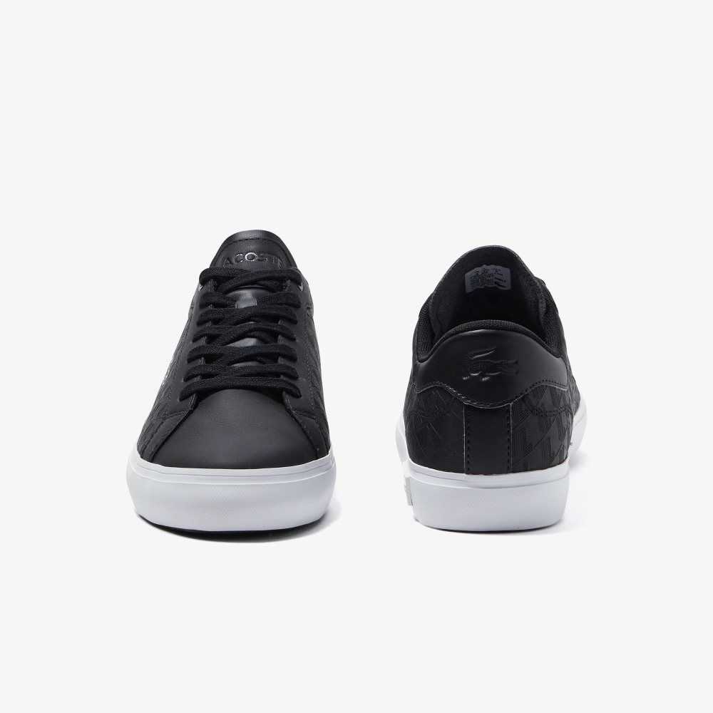 Lacoste Powercourt Läder Svarta Vita | UTQBZ-0346