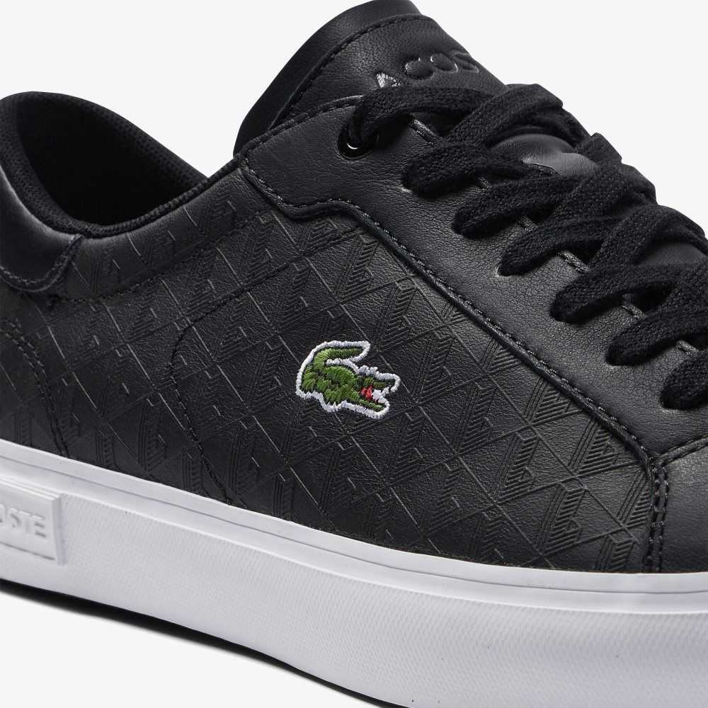 Lacoste Powercourt Läder Svarta Vita | UTQBZ-0346