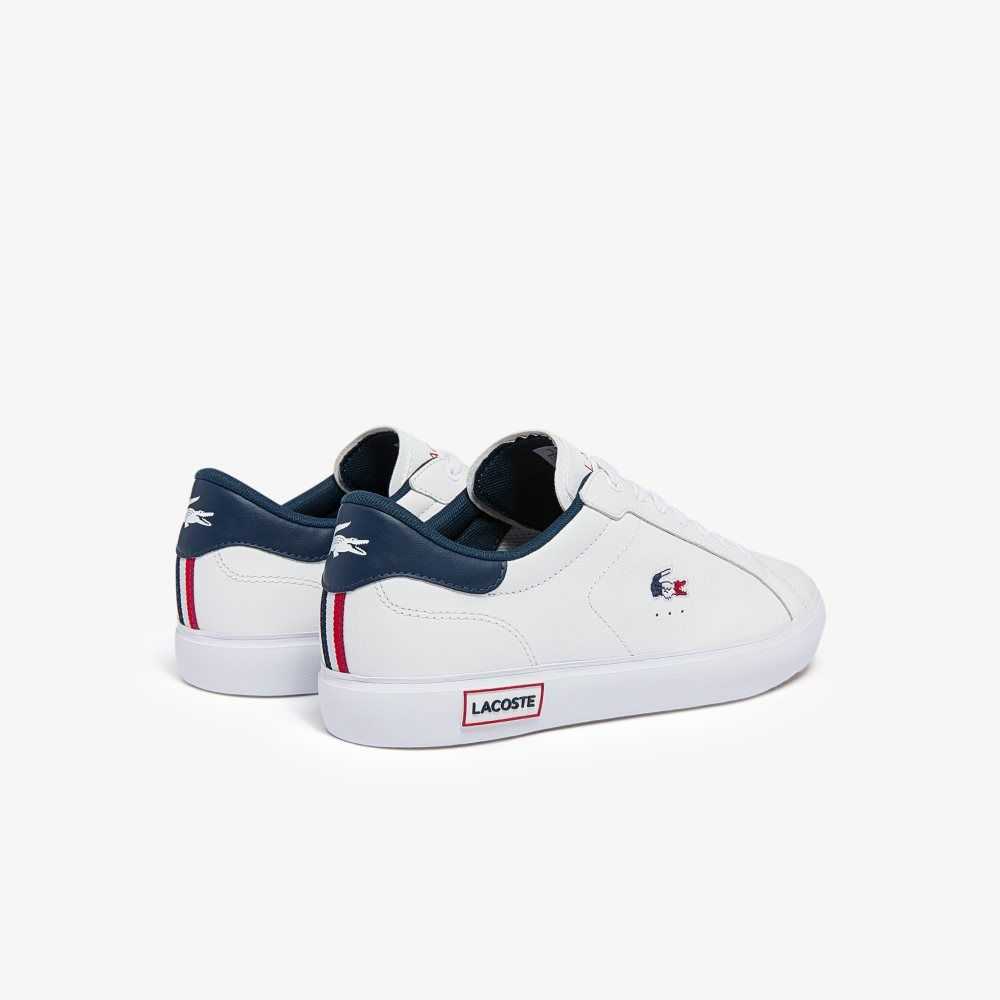 Lacoste Powercourt Läder Tricolor Vita Blå Röda | OJYST-0391