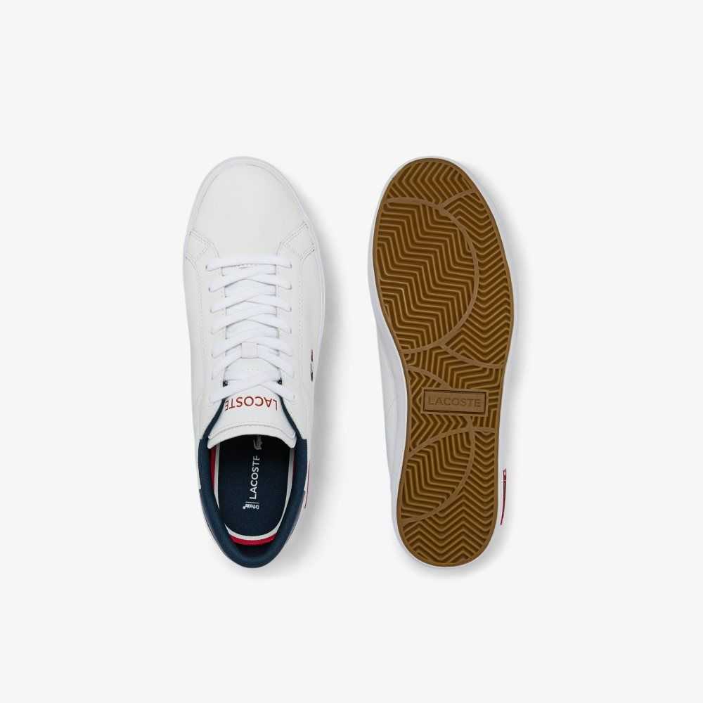 Lacoste Powercourt Läder Tricolor Vita Blå Röda | OJYST-0391