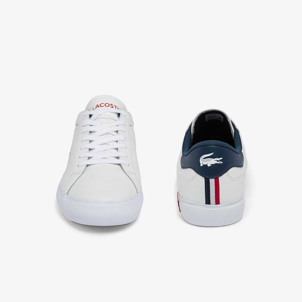 Lacoste Powercourt Läder Tricolor Vita Blå Röda | OJYST-0391