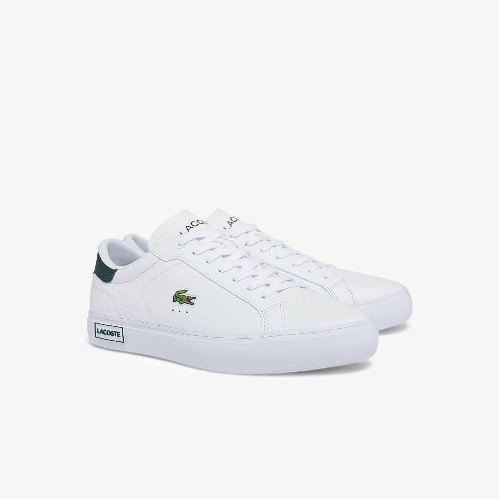 Lacoste Powercourt Läder Vita Mörkgröna | SEIMX-6897