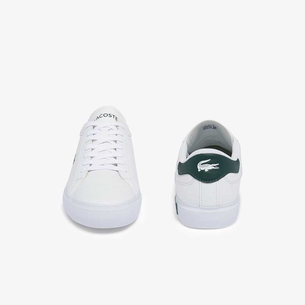 Lacoste Powercourt Läder Vita Mörkgröna | SEIMX-6897