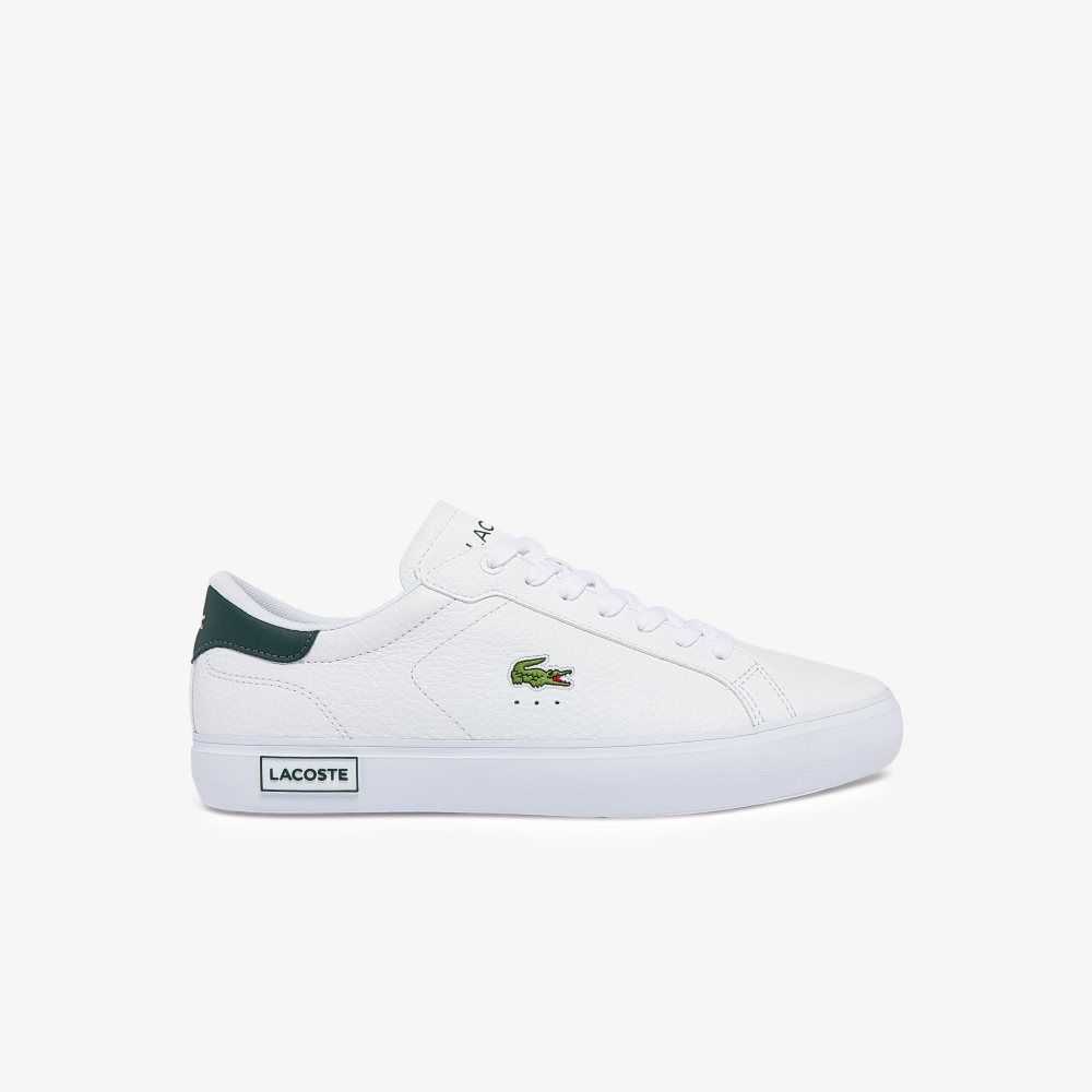 Lacoste Powercourt Läder Vita Mörkgröna | SEIMX-6897