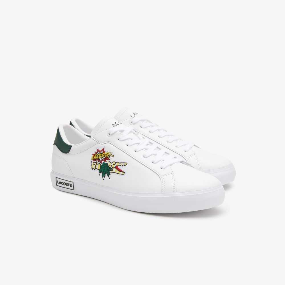 Lacoste Powercourt Läder Vita Mörkgröna | TCQNI-0475