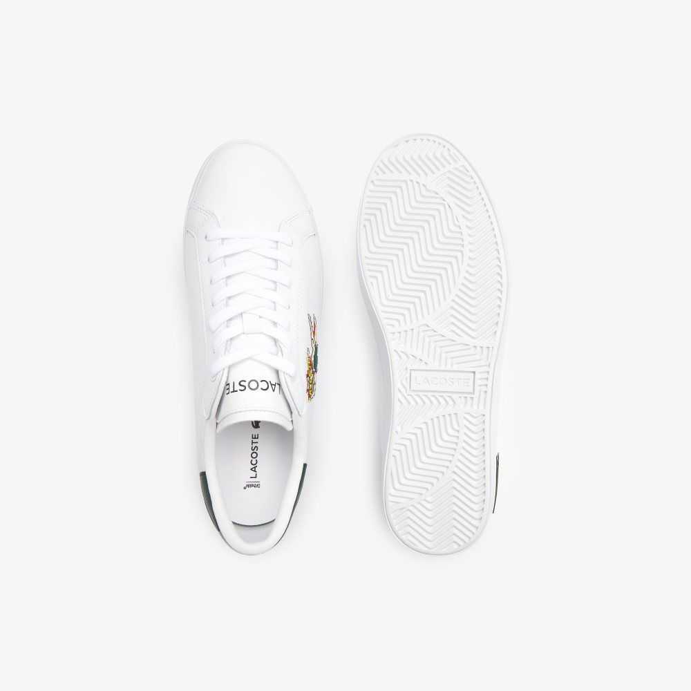 Lacoste Powercourt Läder Vita Mörkgröna | TCQNI-0475