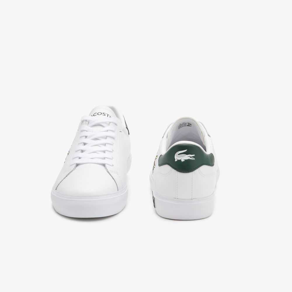 Lacoste Powercourt Läder Vita Mörkgröna | TCQNI-0475