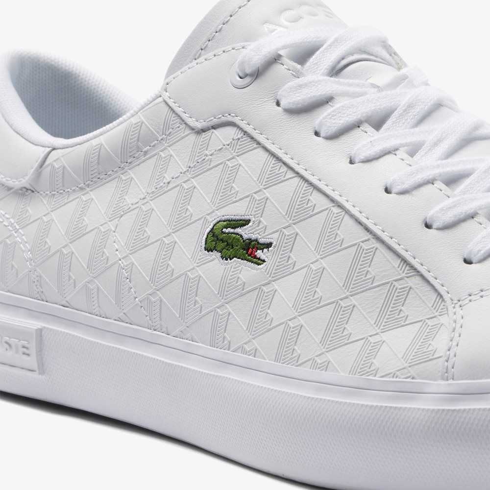 Lacoste Powercourt Läder Vita Vita | XGLED-8132