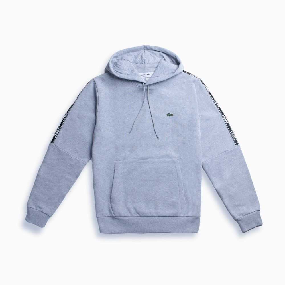 Lacoste Print Band Hooded Fleece Grå | HSDVZ-0358