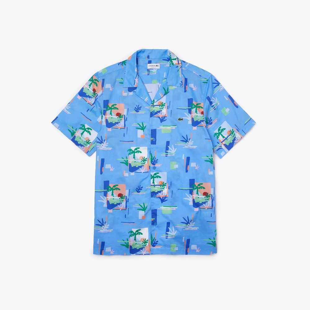 Lacoste Print Bomull Voile Hawaiian Blå Vita | OMQVE-9658