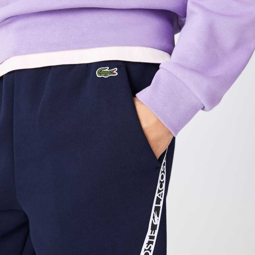 Lacoste Printed Bands Brushed Fleece Marinblå Blå | XDRHL-7340