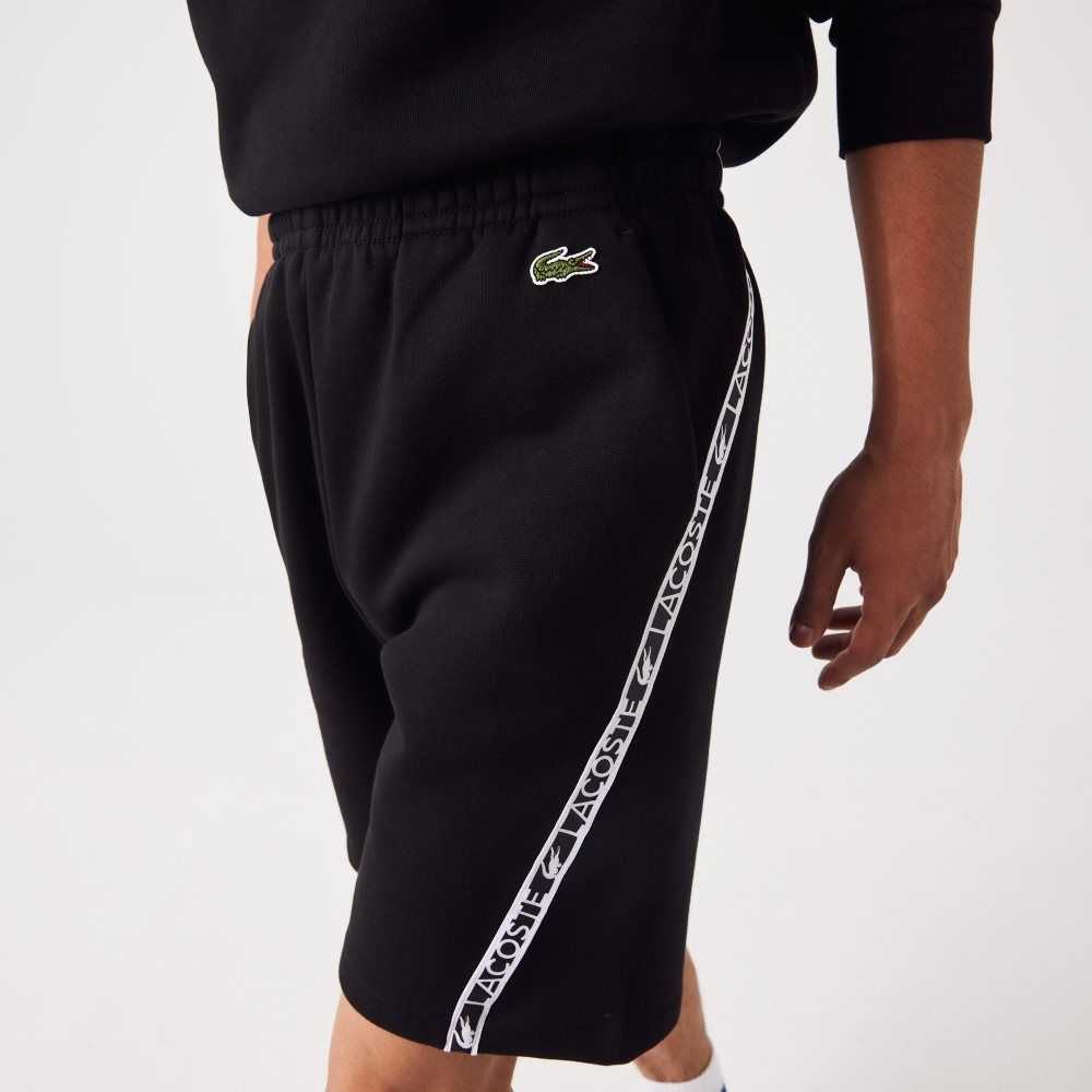 Lacoste Printed Bands Brushed Fleece Svarta | RGTZK-6307