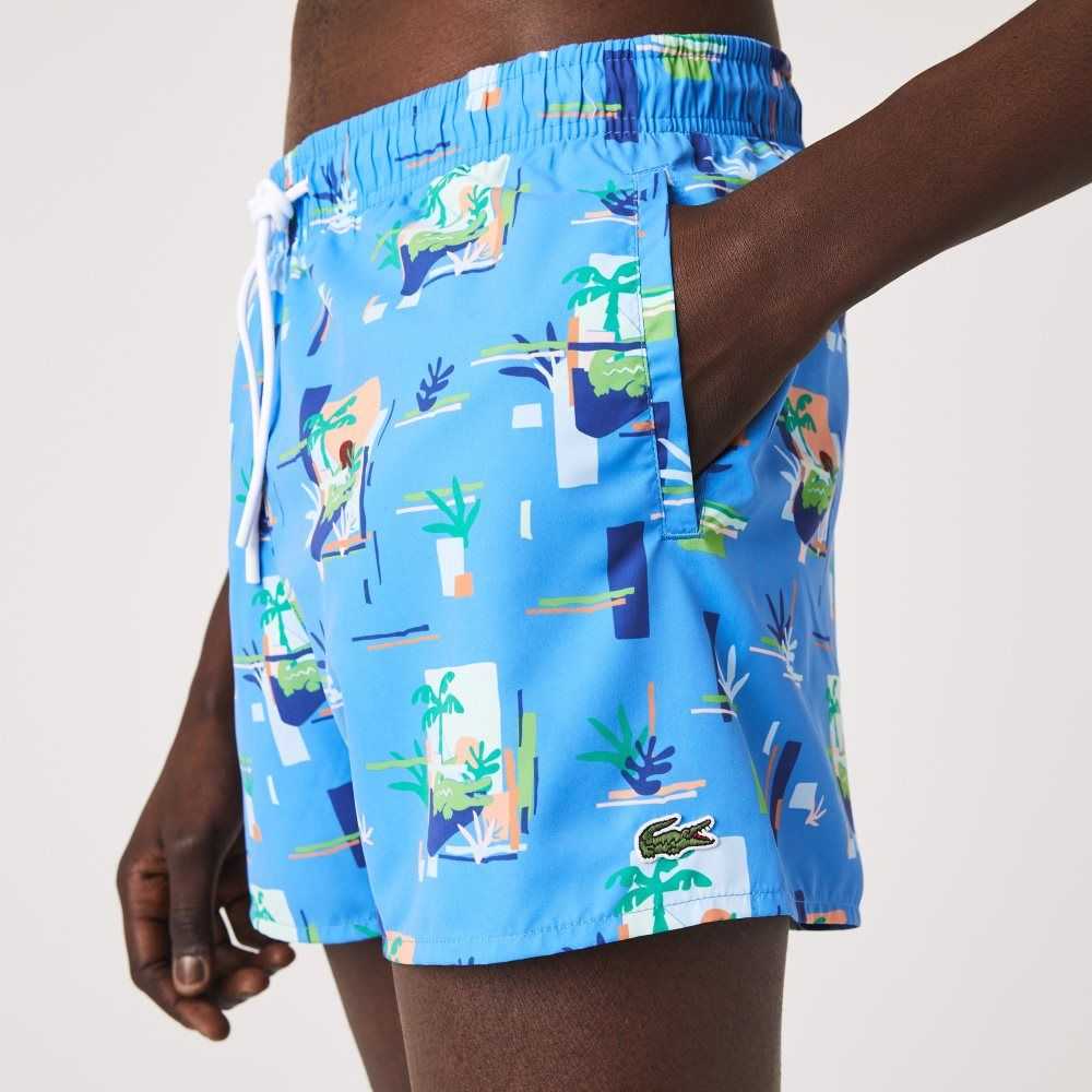 Lacoste Printed Built-In Mesh Boxer Blå Vita | OTCDW-0548