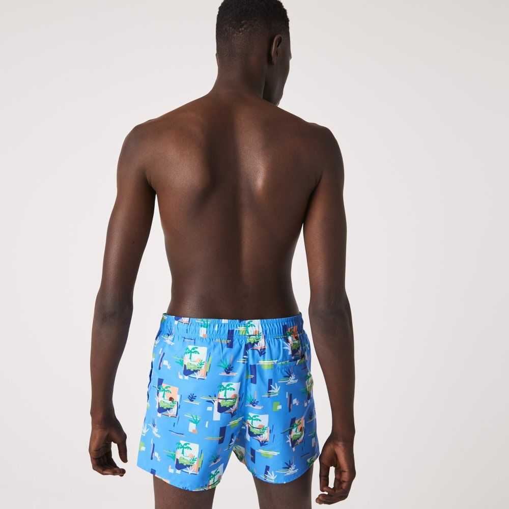 Lacoste Printed Built-In Mesh Boxer Blå Vita | OTCDW-0548