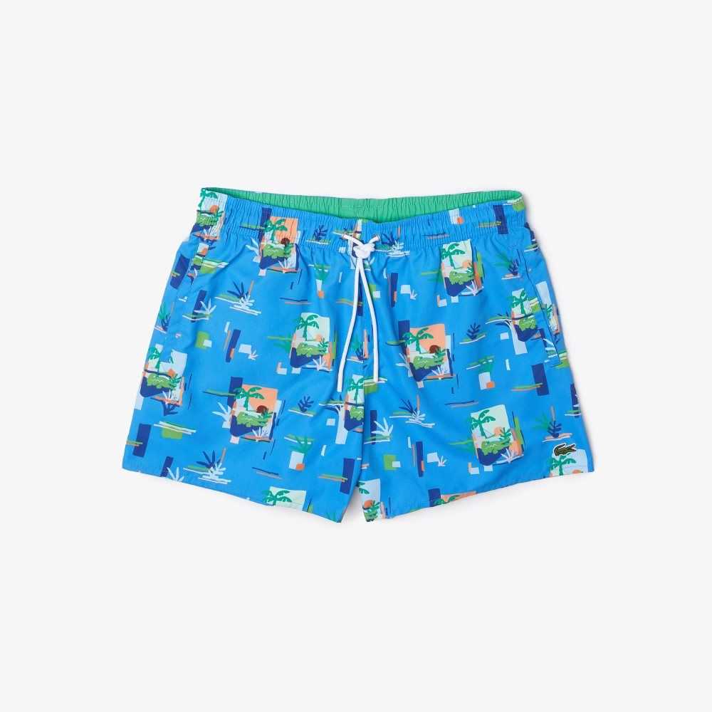 Lacoste Printed Built-In Mesh Boxer Blå Vita | OTCDW-0548