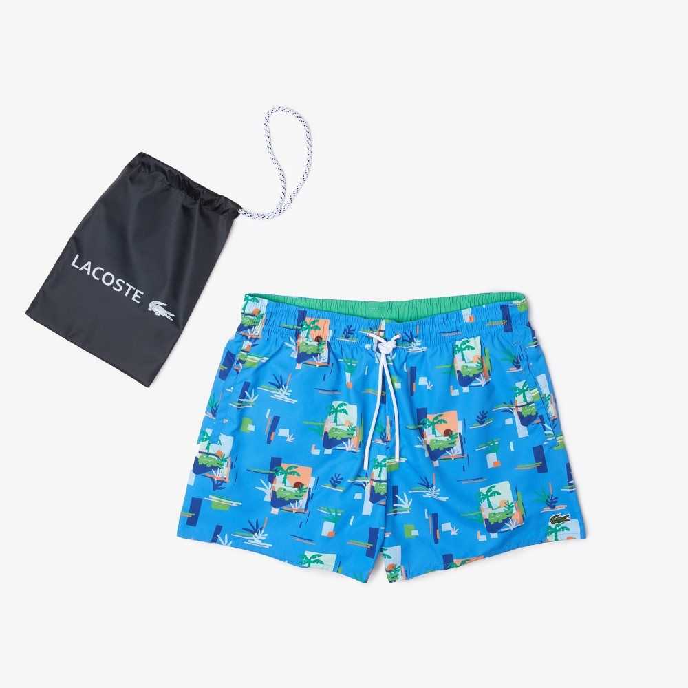 Lacoste Printed Built-In Mesh Boxer Blå Vita | OTCDW-0548