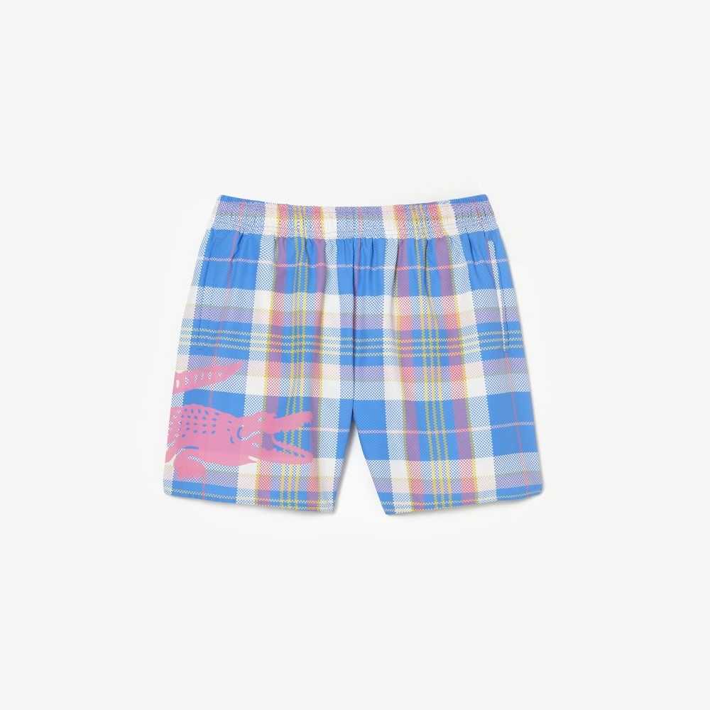 Lacoste Quick-Dry Colored Check Blå Vita | VWJUD-4582