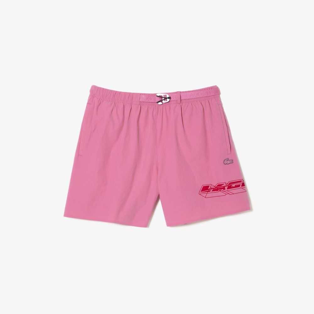 Lacoste Quick-Dry Logo Stripe Rosa | GNCSM-8915