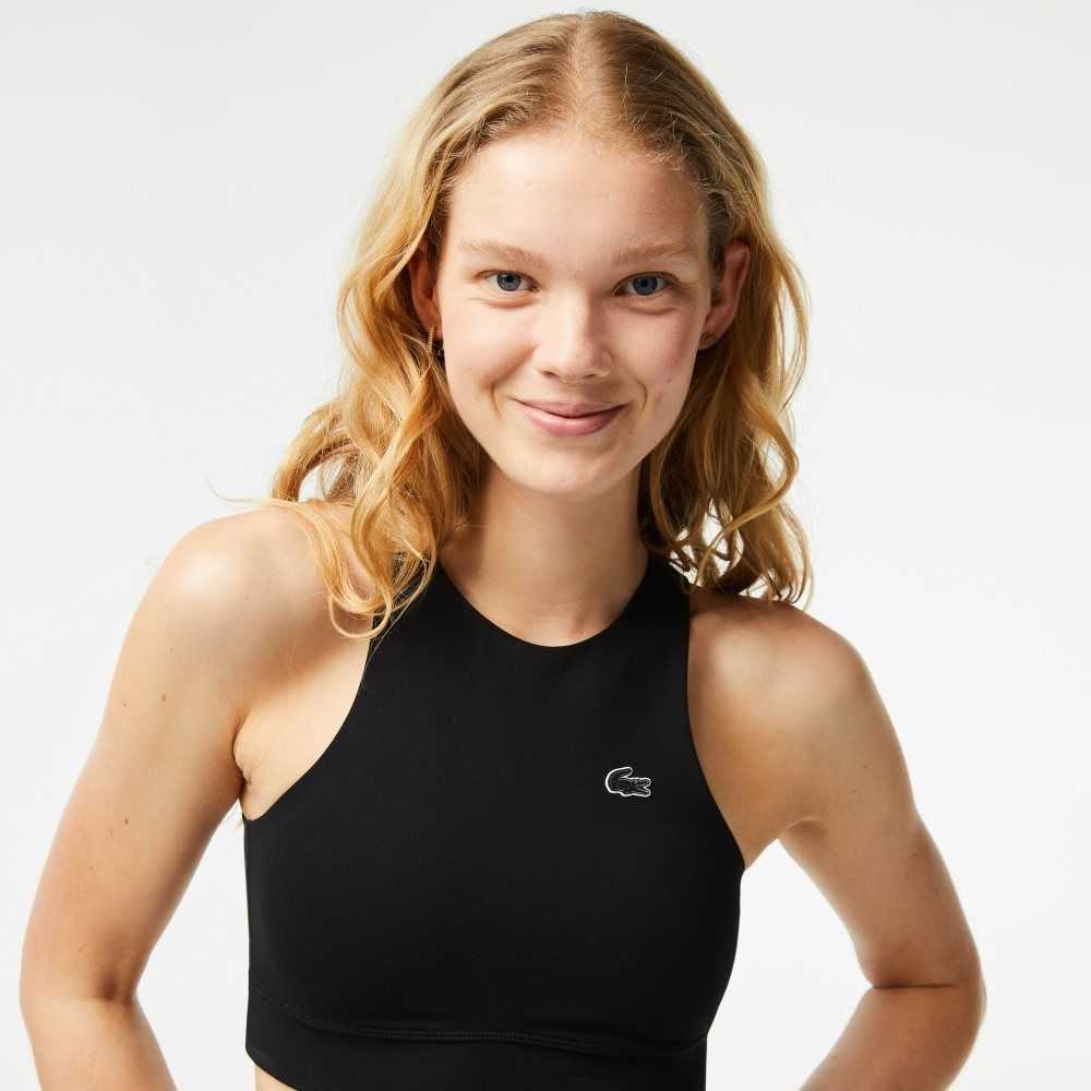 Lacoste Quick-Dry Recycled Polyamide Stretch Bra Svarta | KBGTL-0593