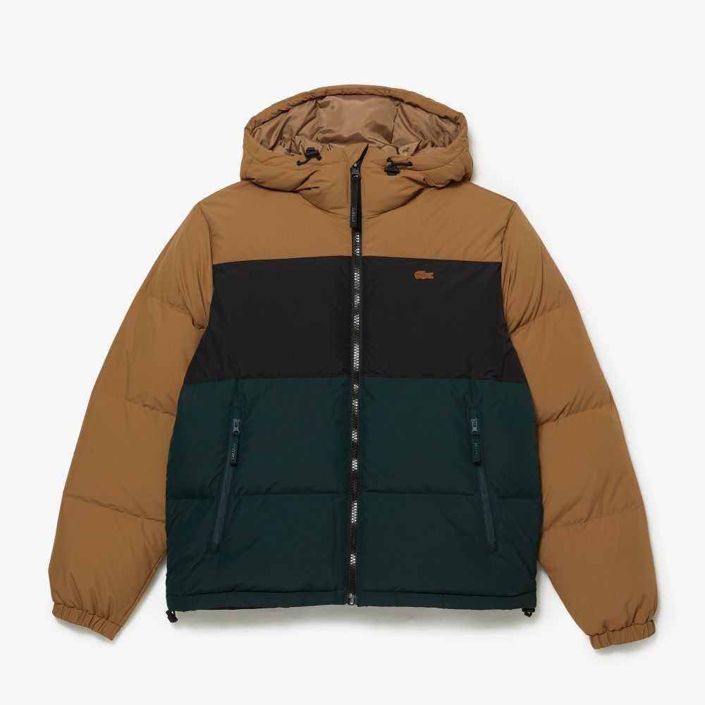 Lacoste Quiltad Colorblock Vatten-Repellent Bruna Svarta Gröna | ACYKO-4256