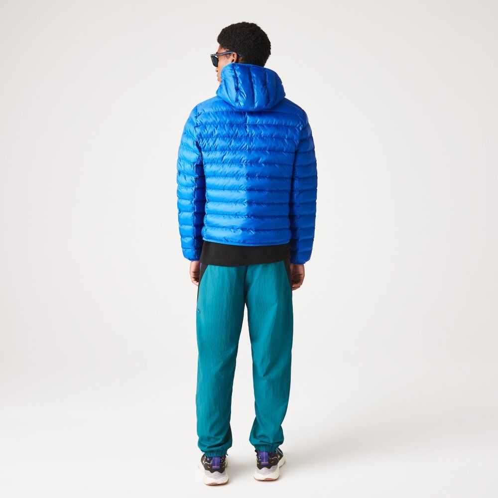 Lacoste Quiltad Hooded Blå | OJHFM-9582