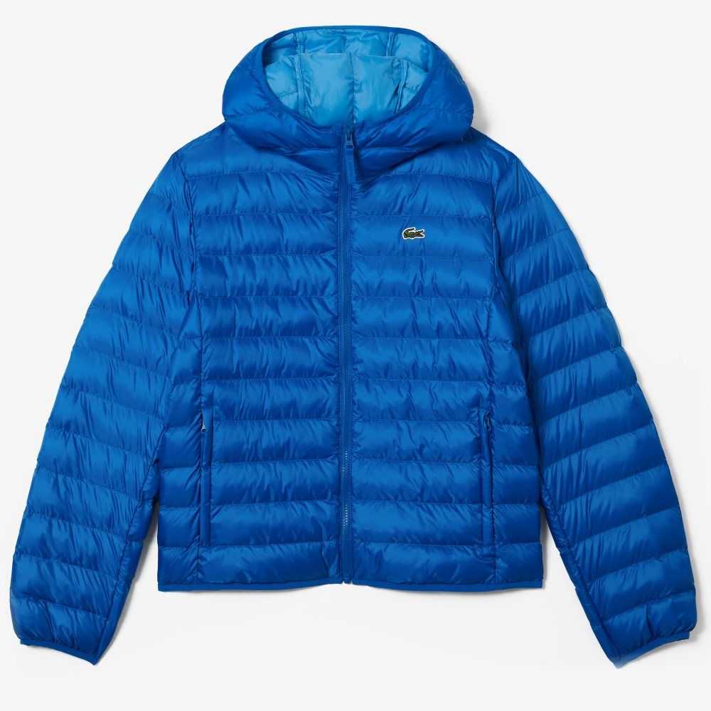 Lacoste Quiltad Hooded Blå | OJHFM-9582