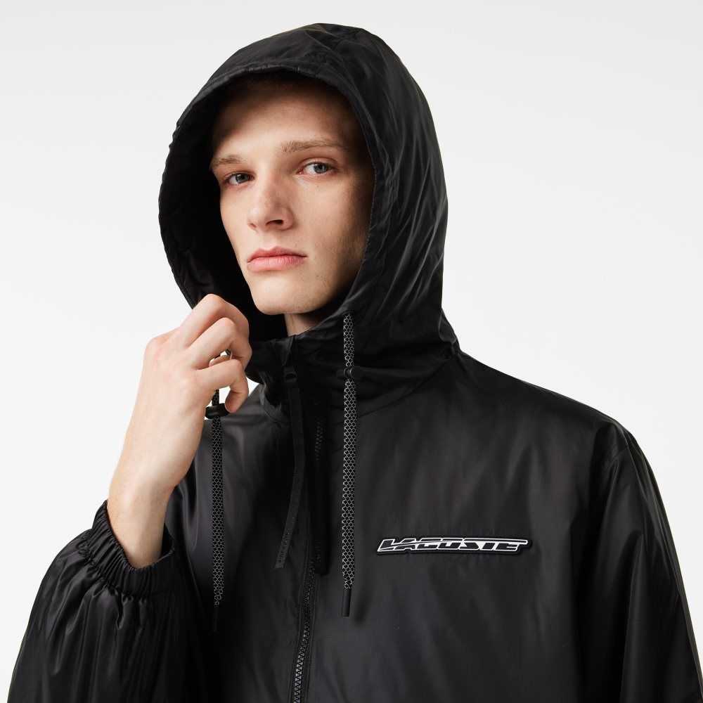 Lacoste Quiltad Hooded Svarta | OWPXT-4107