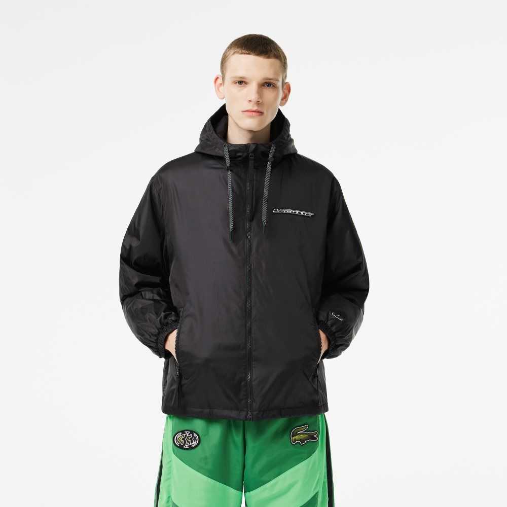 Lacoste Quiltad Hooded Svarta | OWPXT-4107