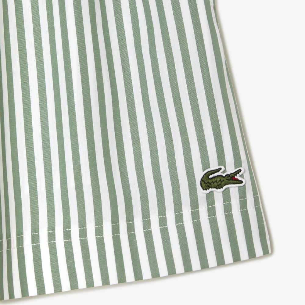 Lacoste Randig Bomull Poplin Gröna Vita | YZTHE-4317