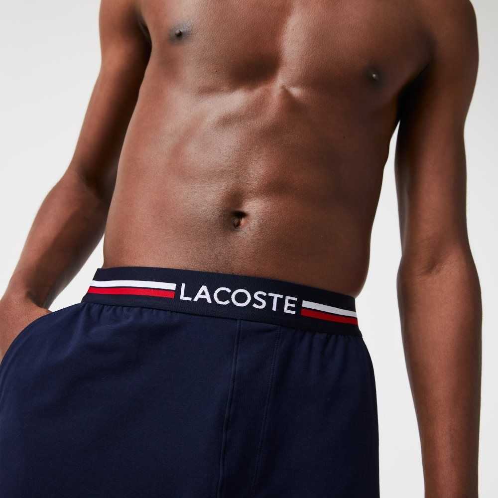 Lacoste Randig-Midja Long Boxer Briefs Marinblå Blå | OSCZB-2534