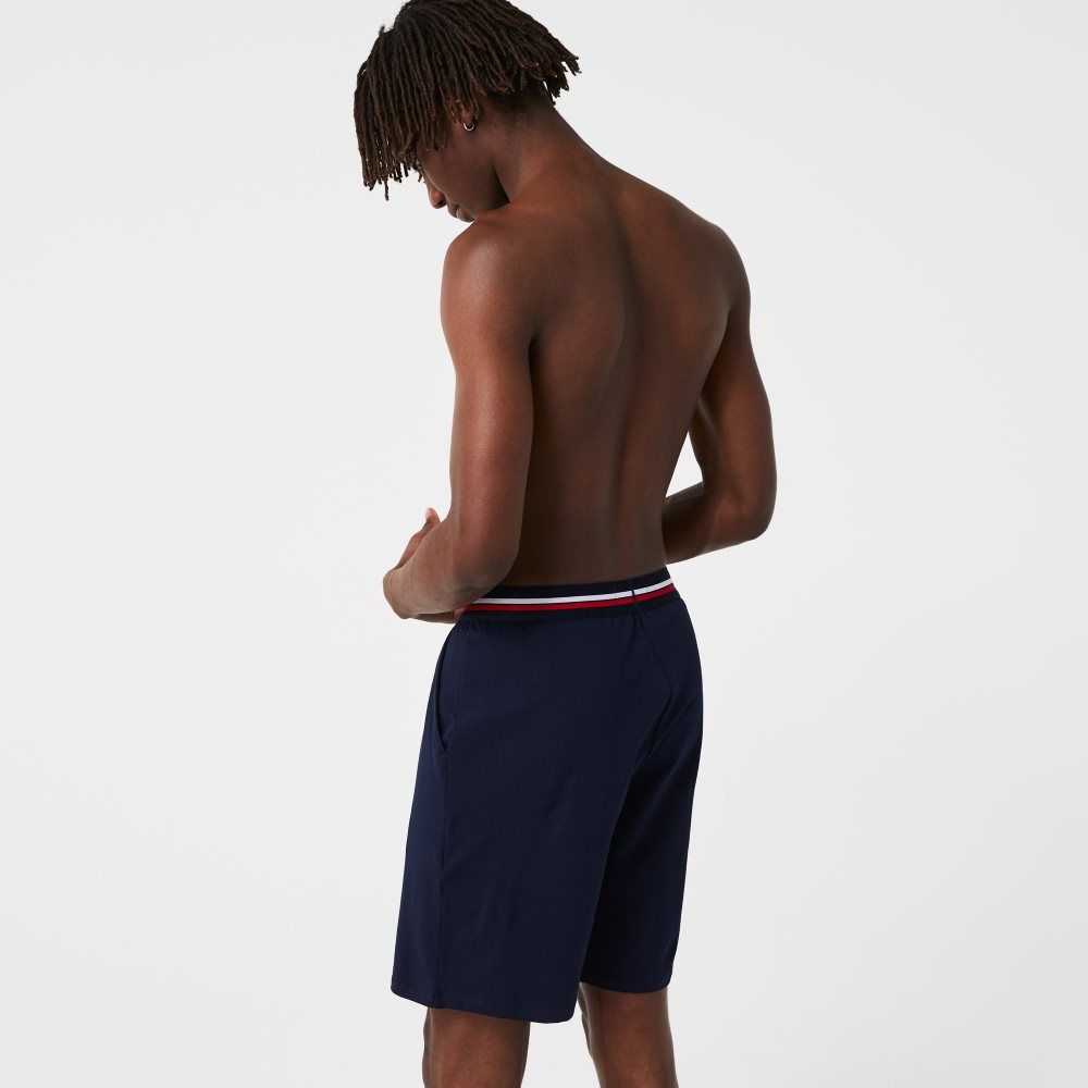 Lacoste Randig-Midja Long Boxer Briefs Marinblå Blå | OSCZB-2534