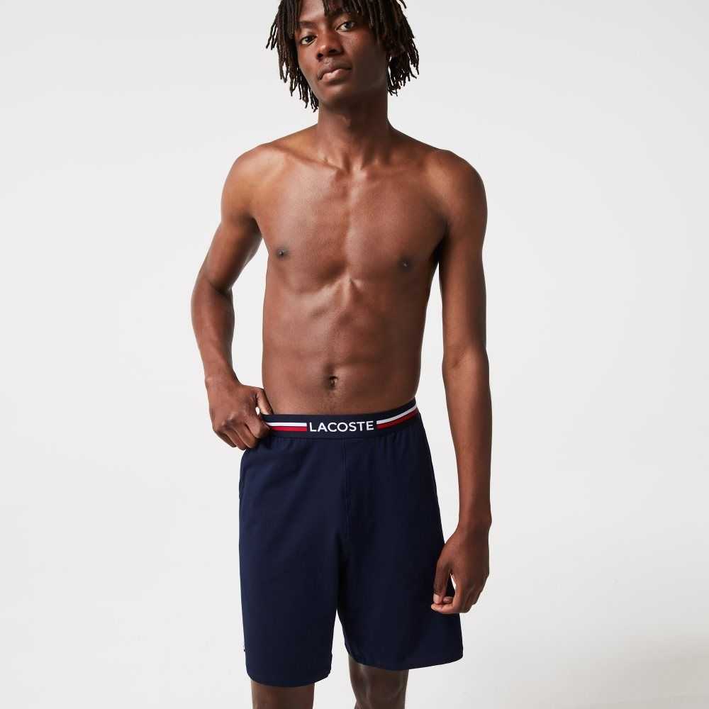 Lacoste Randig-Midja Long Boxer Briefs Marinblå Blå | OSCZB-2534