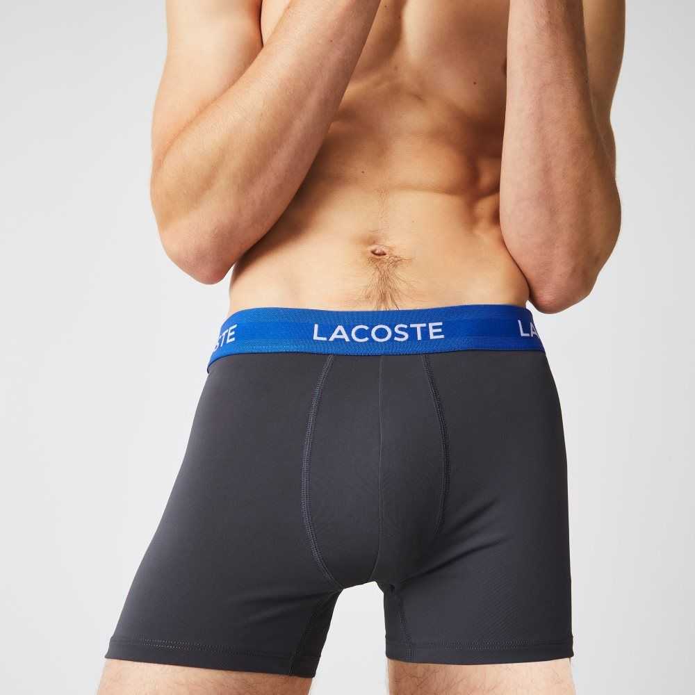 Lacoste Randig Midja Microfiber Trunk 3-Pack Mörkgrå Röda Blå Svarta | BWRCJ-2165