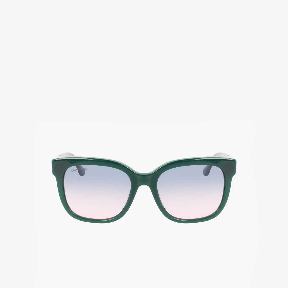 Lacoste Rectangle Acetate Croco Skin Gröna | RXMPG-1279