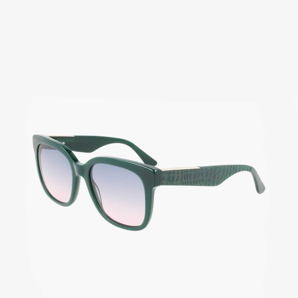 Lacoste Rectangle Acetate Croco Skin Gröna | RXMPG-1279