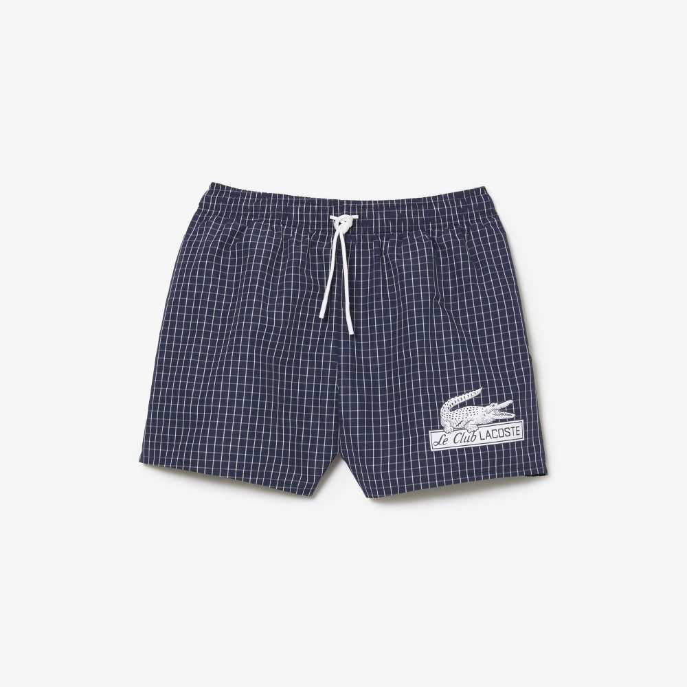 Lacoste Recycled Polyester Checked Marinblå Blå Vita | DQSEX-2364