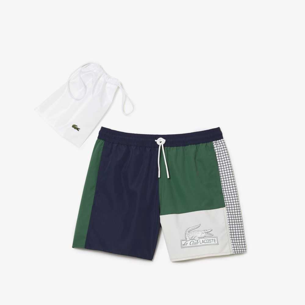 Lacoste Recycled Polyester Colorblock Marinblå Blå Gröna Vita | CEFIX-4687