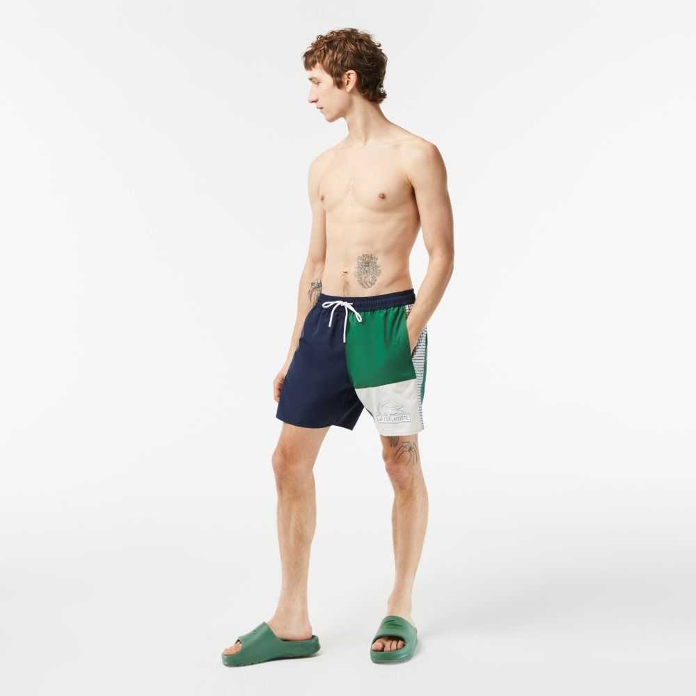 Lacoste Recycled Polyester Colorblock Marinblå Blå Gröna Vita | CEFIX-4687