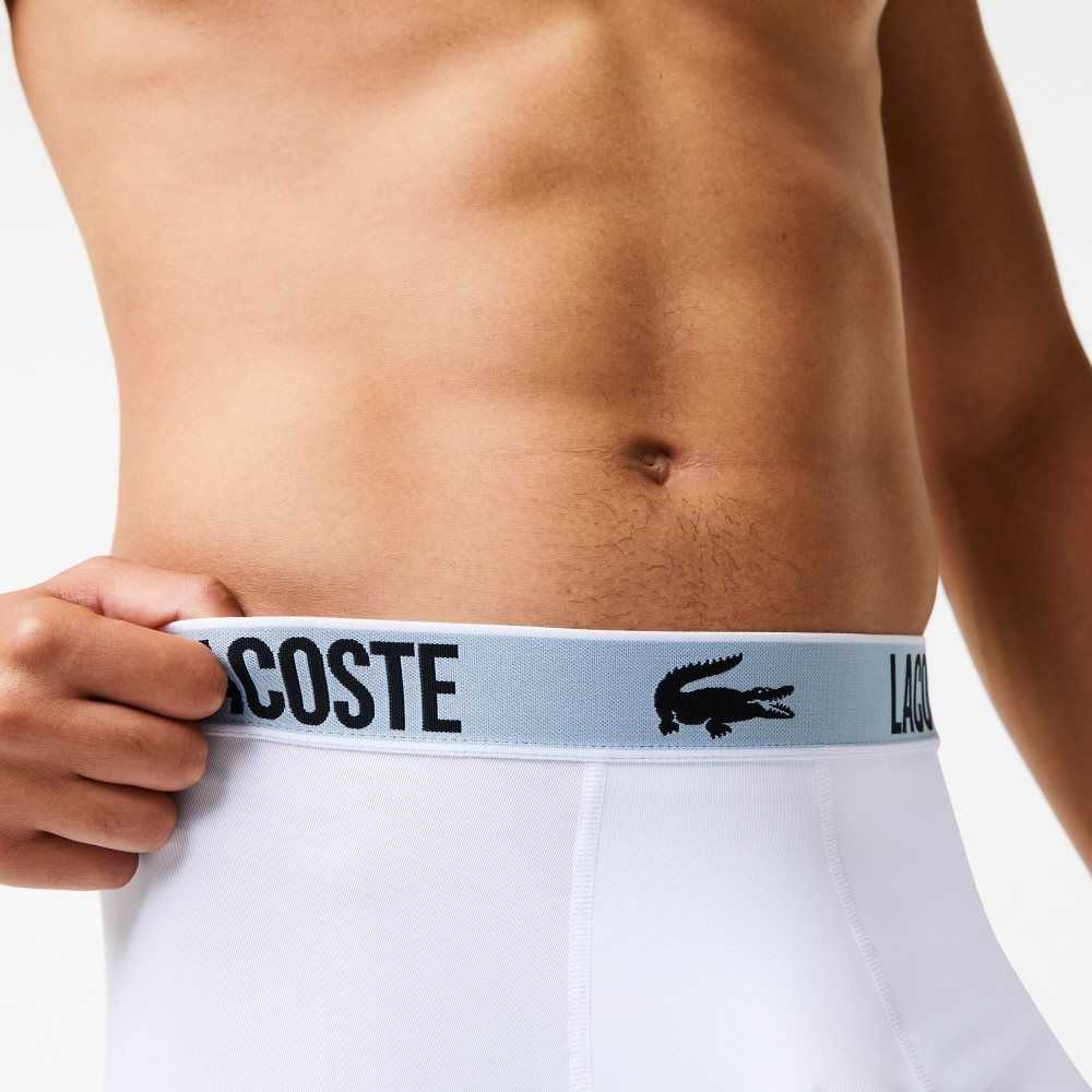 Lacoste Recycled Polyester Jersey Trunk 3-Pack Svarta Mörkgrå Vita | YEUPZ-7562