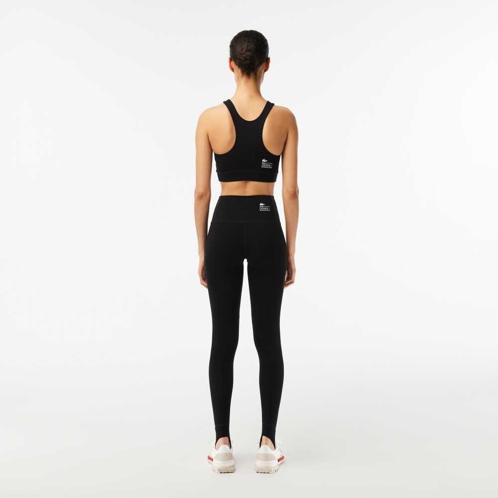 Lacoste Recycled Polyester Tapered Leggings Svarta | UYBDP-3128