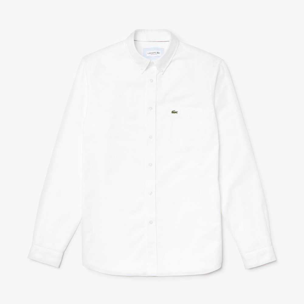 Lacoste Regular Fit Bomull Oxford Vita | SUJON-6294