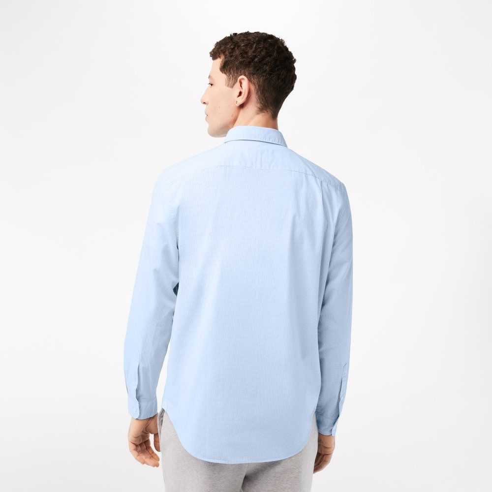 Lacoste Regular Fit Bomull Poplin Vita Blå | DLMCF-3847