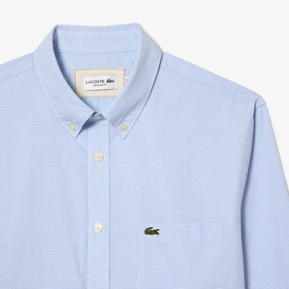 Lacoste Regular Fit Bomull Poplin Vita Blå | DLMCF-3847