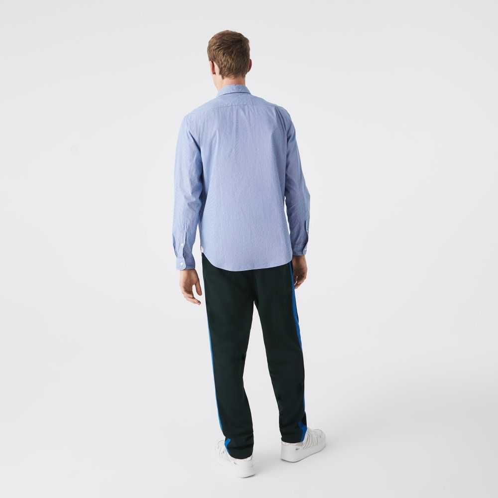 Lacoste Regular Fit Bomull Poplin Vita Blå | XPFMJ-5340