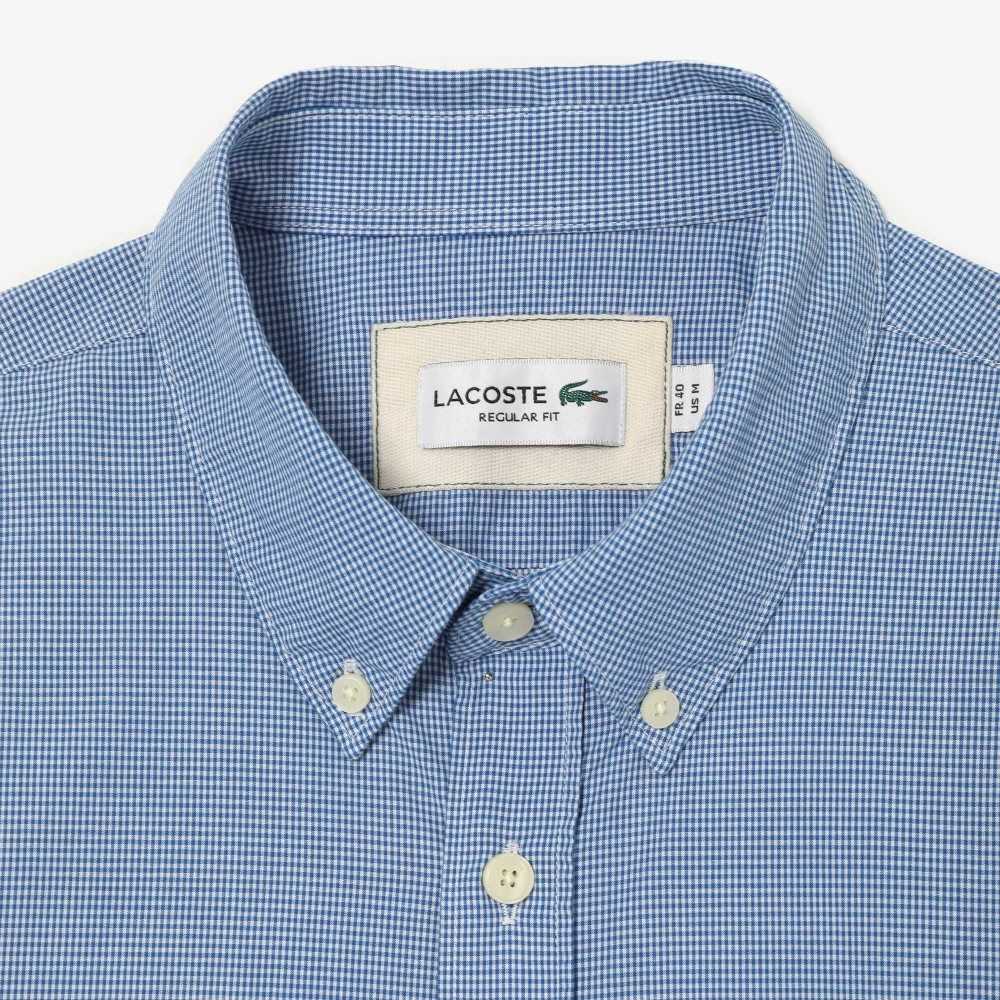 Lacoste Regular Fit Bomull Poplin Vita Blå | XPFMJ-5340