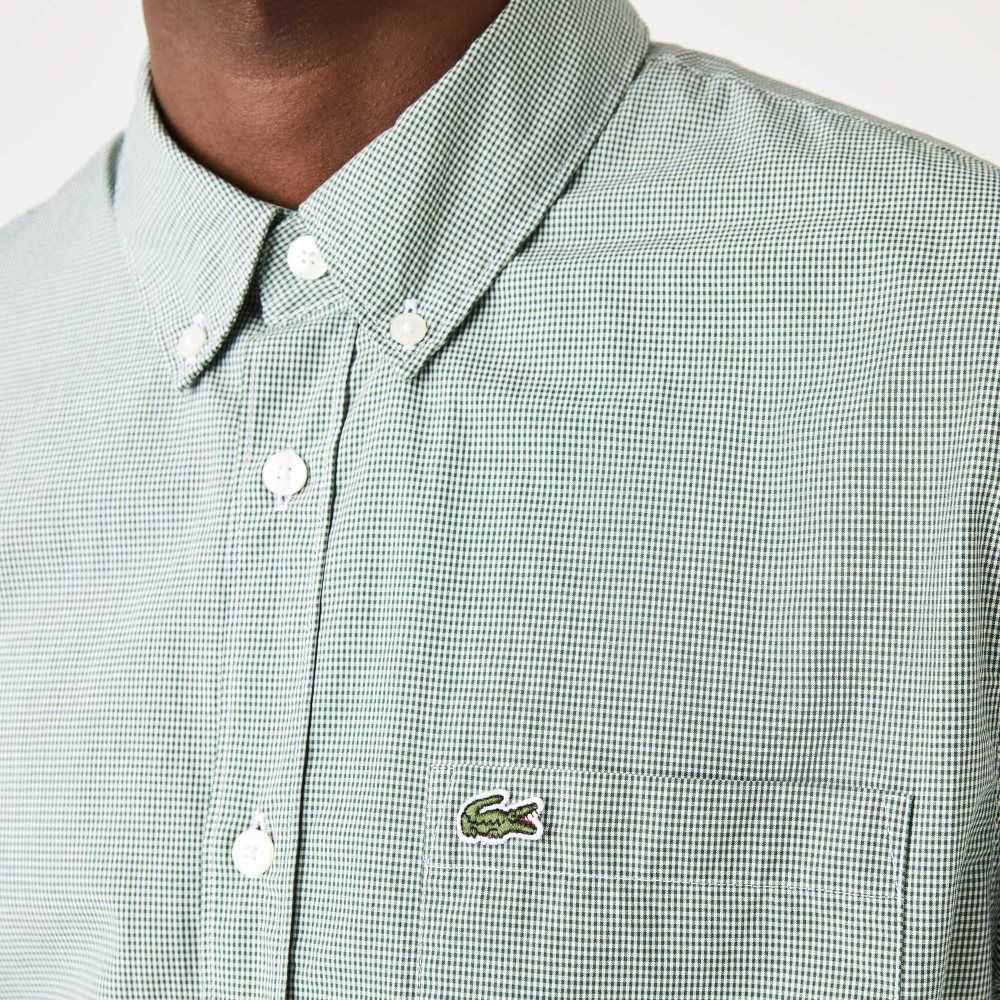 Lacoste Regular Fit Bomull Poplin Vita Gröna | YZDPC-6528