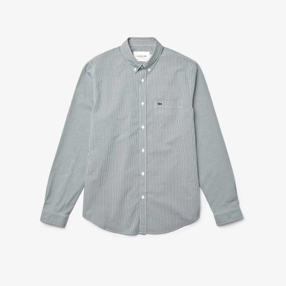 Lacoste Regular Fit Bomull Poplin Vita Gröna | YZDPC-6528